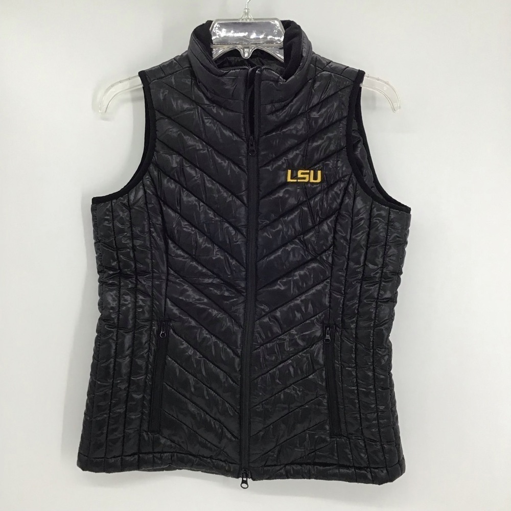 Levelwear Women’s LSU Puffer Vest Casual Athleticwear Chevron Black Size Medium